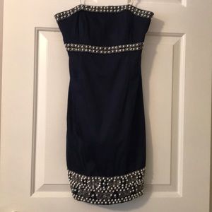 Lilly Pulitzer navy strapless beaded dress size 0